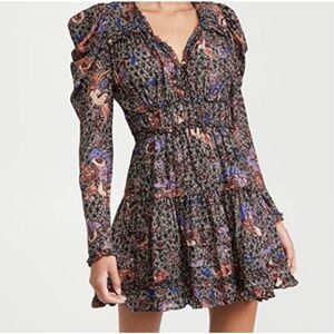 Ulla Johnson Womens Multicolor Floral Ruffled Tiered Fit & Flare Dress Size 4